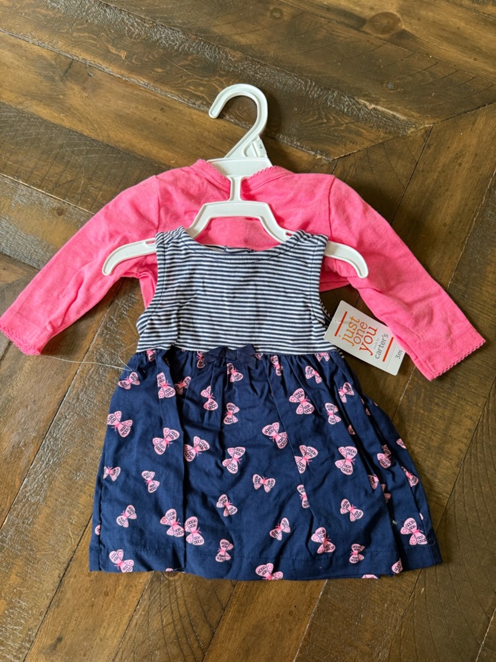 NWT Carter's Navy & Pink Baby Dress with Pink Sweater